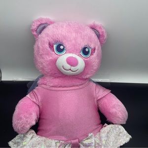 Build A Bear Pink Bear Plush Fairy Wings 16” Stuffed Animal With Clothes BAB